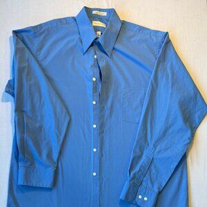 Van Heusen Men's Large Dress‎ Shirt-16.5 34/35-Blue Long Sleeve Poplin-FUC